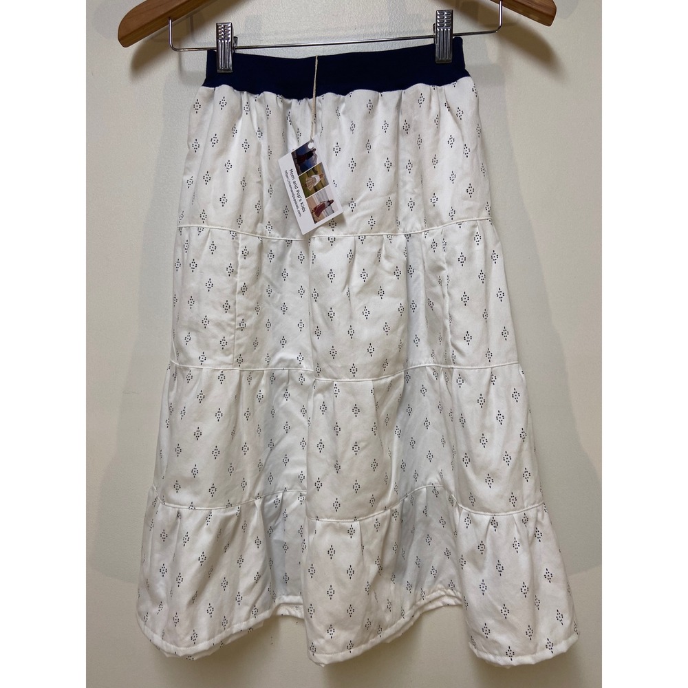 Mom and Pop's Kids Maxi Skirt Girls Size 7/8 White Woven Cotton Upcycled